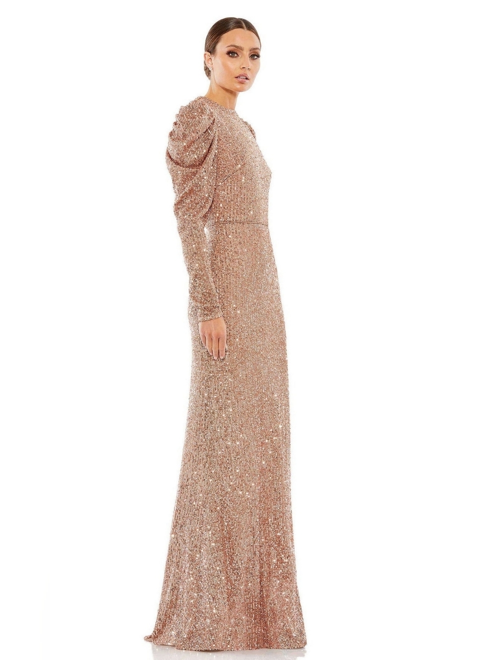 *SOLD* NWT MAC DUGGAL | $398 Sequined High Neck Column Gown - Picture 4 of 4